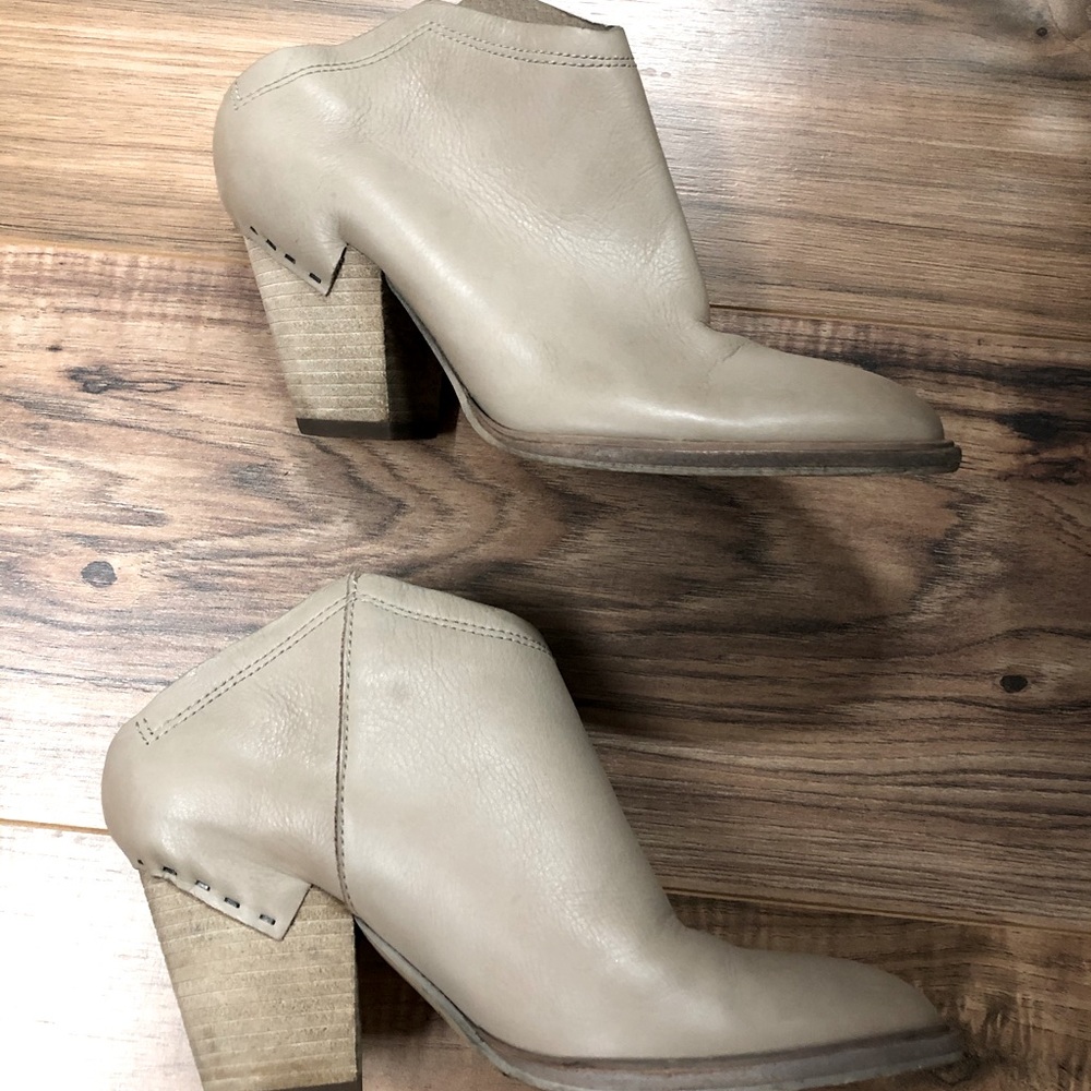 Dolce Vita Taupe leather heeled mules